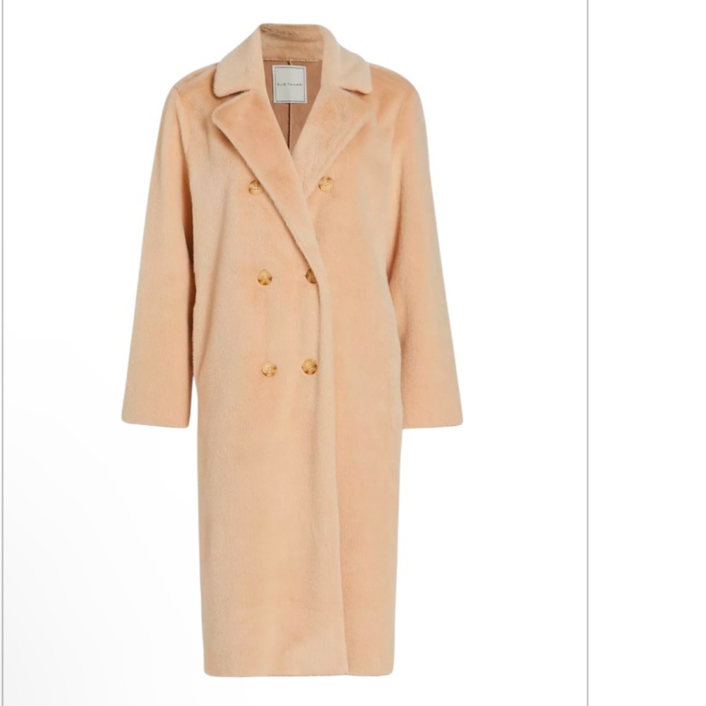 ELIE TAHARI women’s Double-Breasted Faux Fur Coat